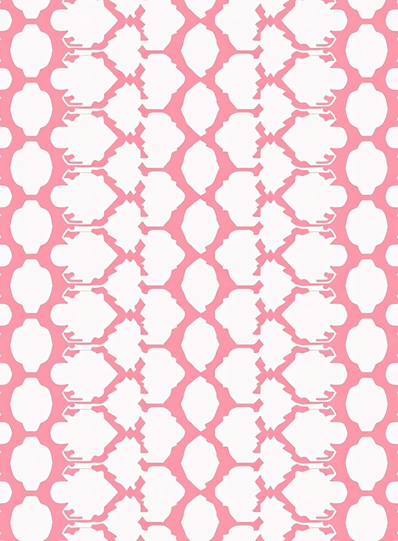 Pink White Ikat Pattern Rug