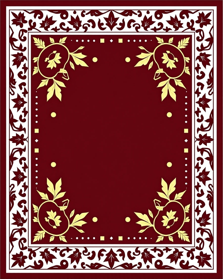 Elegant Border With Floral Swirls Design Rug