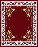 Elegant Border With Floral Swirls Design Rug