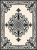 Classic Black White Floral Frame Rug