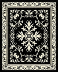 Black Cream Arabesque Flourish Pattern Rug