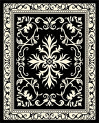 Black Cream Arabesque Flourish Pattern Rug