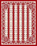 Artistic Red Cream Floral Stripe Rug