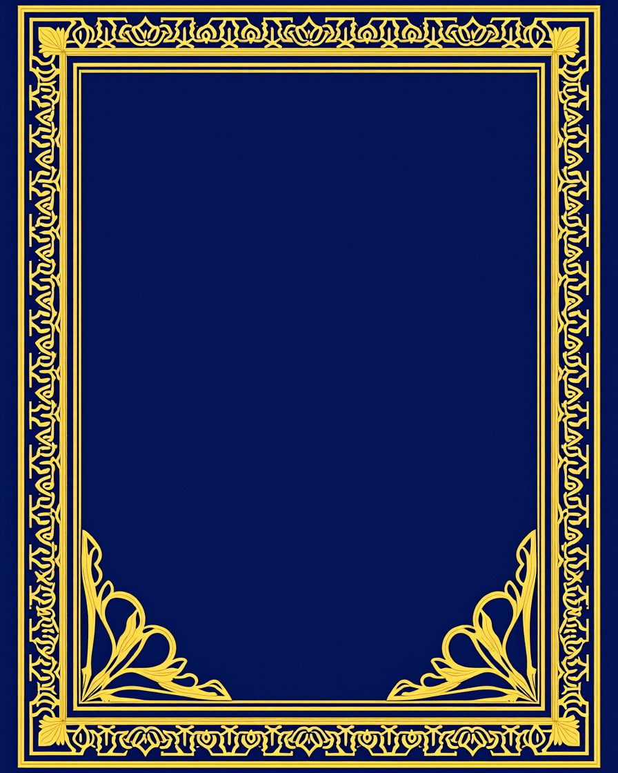 Elegant Gold Floral Ornate Border Rug