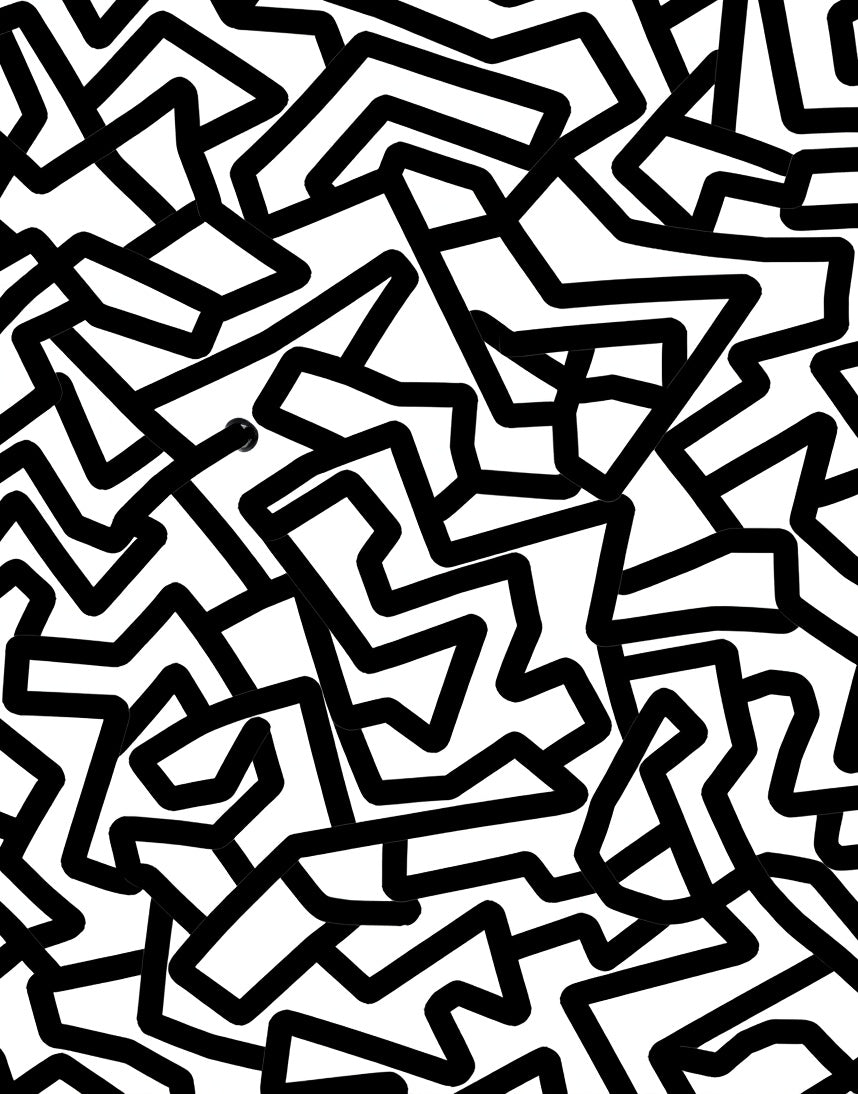 Abstract Black White Geometric Pattern Rug