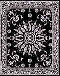 Black White Floral Mandala Pattern Rug