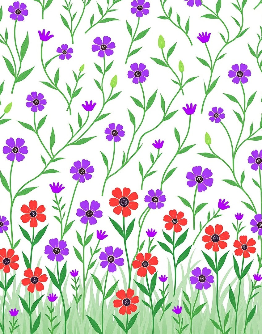 Whimsical Field of Flowers Pattern Rug