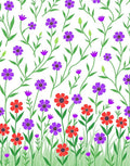 Whimsical Field of Flowers Pattern Rug