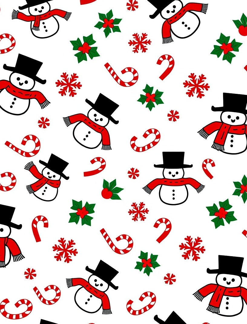Cute Snowmen Candy Cane Holly Pattern Rug