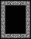 Black White Ornate Scroll Border Rug