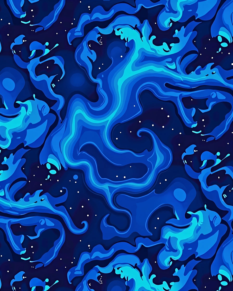 Azure Swirl Fluid Art Rug
