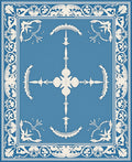 Elegant Blue White Acanthus Border Rug