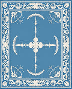 Elegant Blue White Acanthus Border Rug