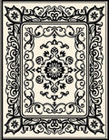 Ornate Floral Scroll Filigree Border Rug