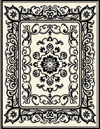 Ornate Floral Scroll Filigree Border Rug