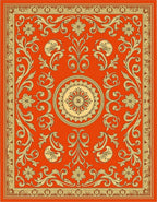 Ornate Floral Scrolling Red Gold Rug