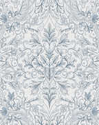 Elaborate Blue Floral Scroll Design Rug