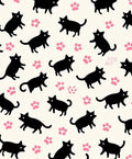 Playful Black Cats Paw Prints Pattern Rug