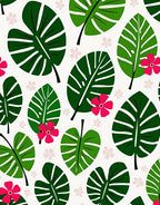 Vibrant Green Tropical Foliage Flowers Rug