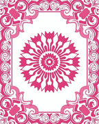 Pink Floral Mandala Border Art Rug