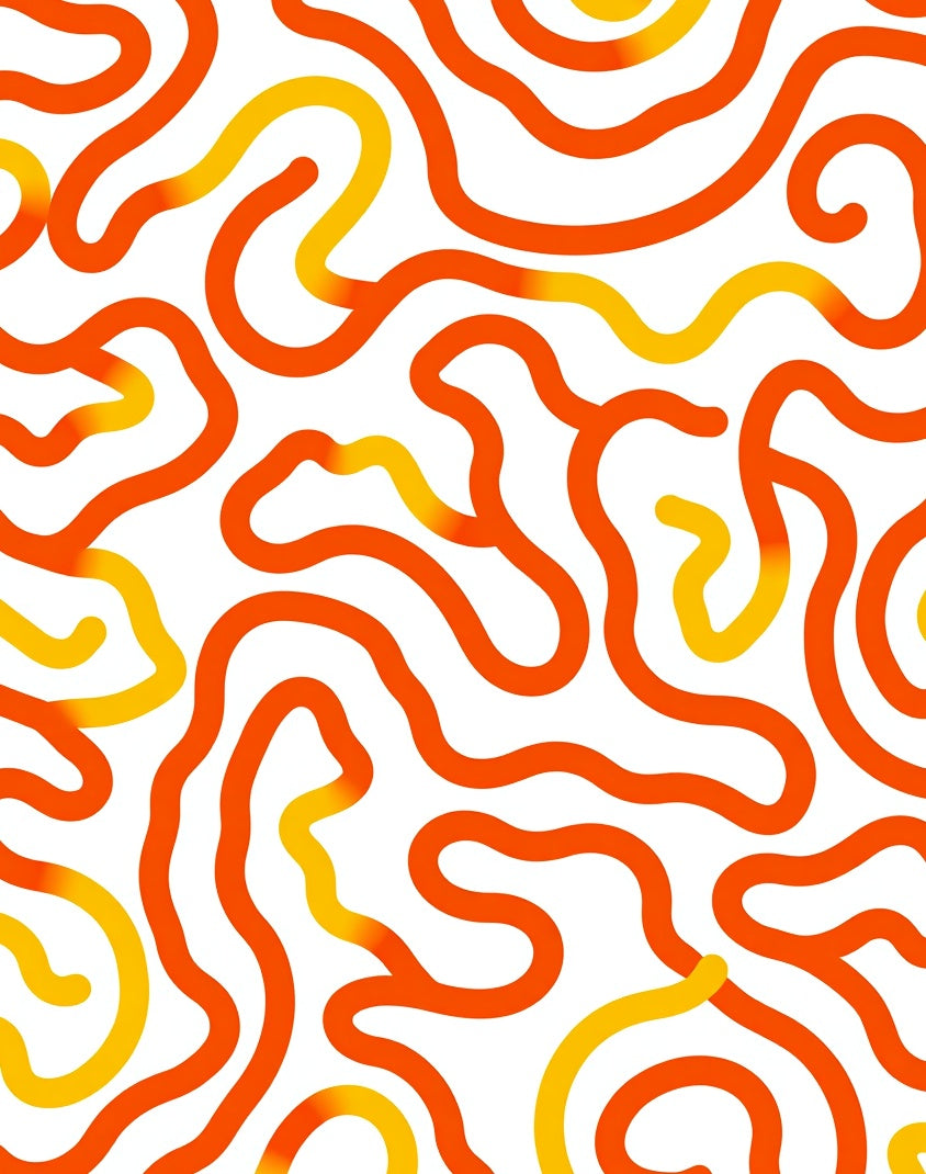 Bold Orange Yellow Wavy Lines Rug