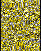Abstract Yellow White Swirl Pattern Rug