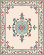 Elegant Floral Medallion Border Rug
