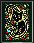 Whimsical Black Cat Red Dot Pattern Rug