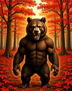 Grizzly Bear Forest Autumn Maple Leaves Rug