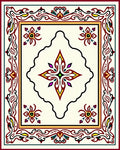 Ornate Floral Medallion Border Design Rug