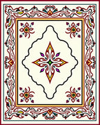 Ornate Floral Medallion Border Design Rug