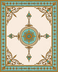 Ornate Teal Gold Floral Medallion Rug