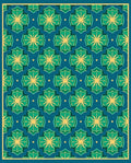Teal Geometric Floral Pattern Rug
