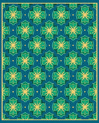 Teal Geometric Floral Pattern Rug