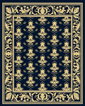 Ornate Golden Scrollwork Damask Design Rug