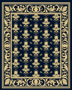 Ornate Golden Scrollwork Damask Design Rug