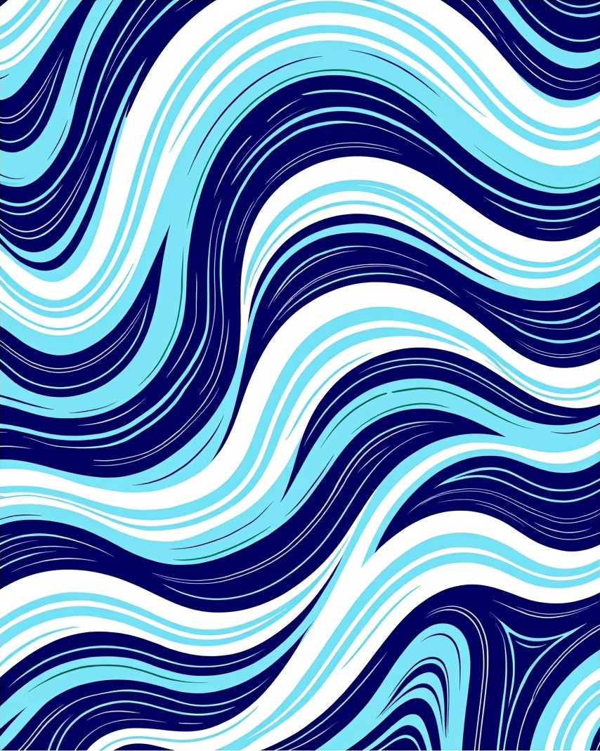 Navy Teal Fluid Wave Rug