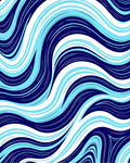 Navy Teal Fluid Wave Rug