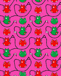 Playful Red Green Cat Pattern Rug
