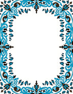Ornate Blue And Brown Floral Border Design Rug