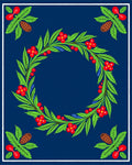 Bold Blue Red Floral Pinecone Wreath Rug