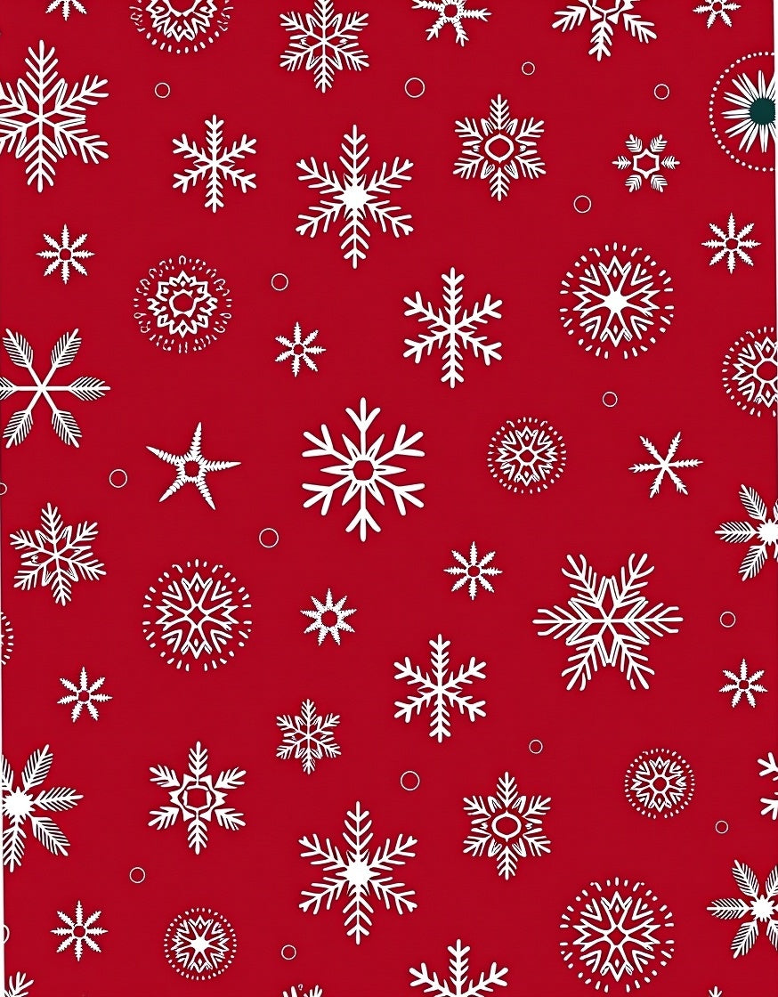 Winter Snowflake Patterned Red Rug