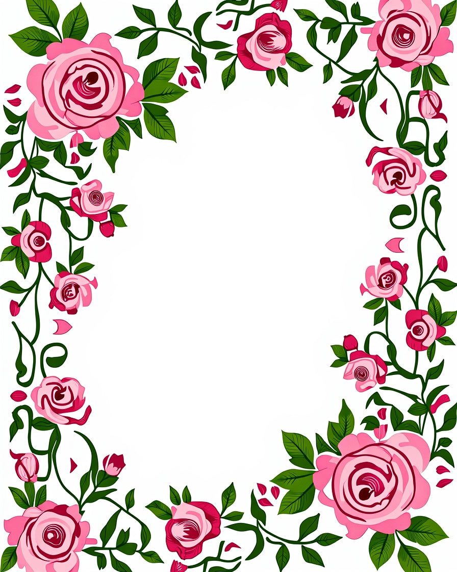 Pink Rose Vine Patterned Rug