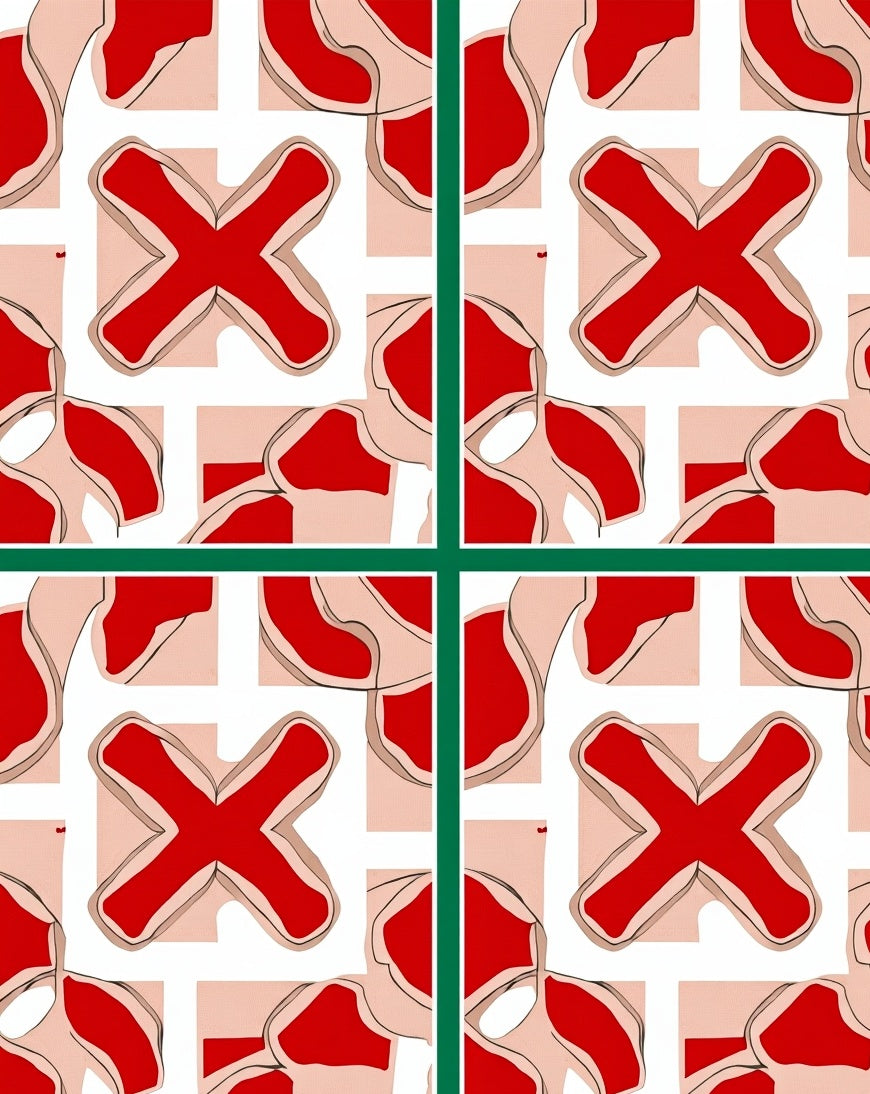 Bold Red Abstract X Pattern Rug