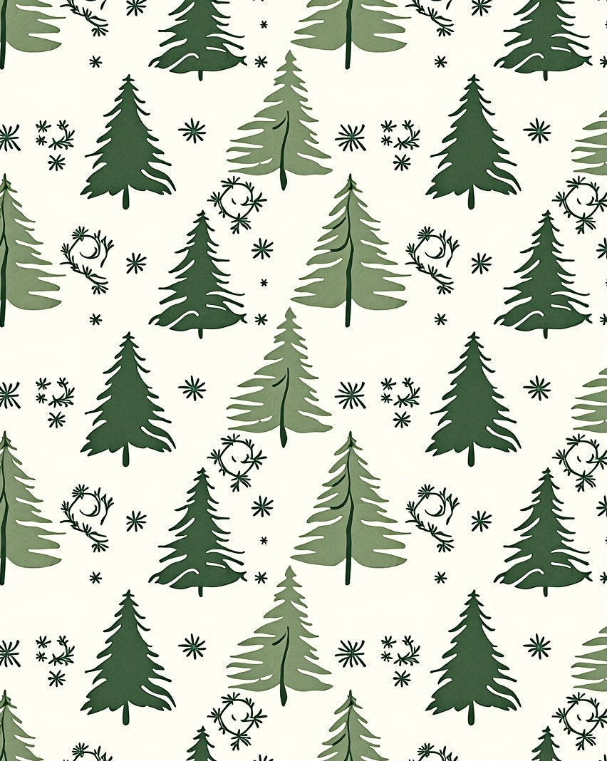 Forest Snowflake Tree Pattern Rug