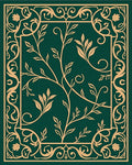 Emerald Green Golden Vine Scroll Rug