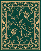 Emerald Green Golden Vine Scroll Rug