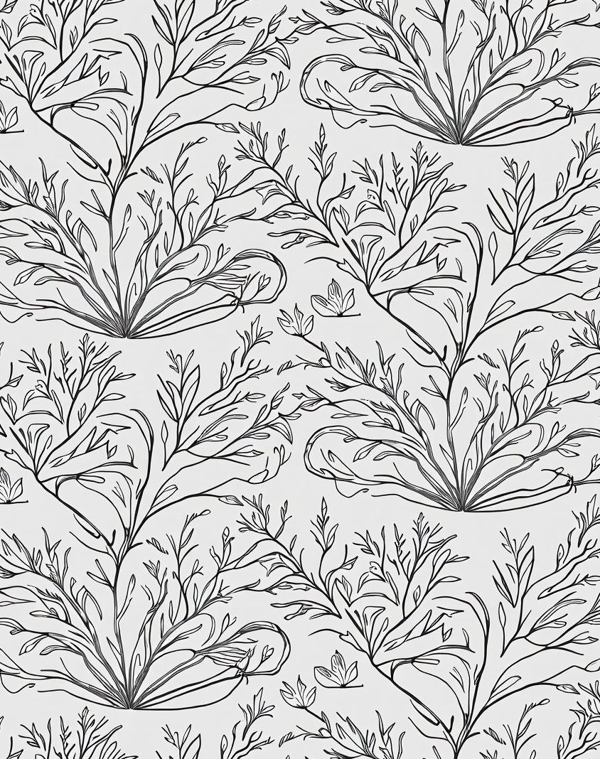 Abstract Botanical Leaf Pattern Design Rug