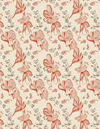 Red Outline Floral Pattern Rug