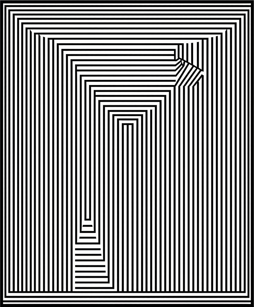 Abstract Black White Geometric Maze Rug